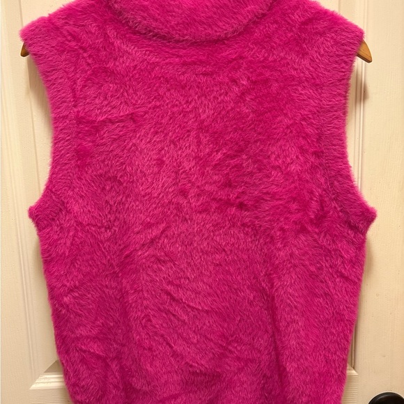 Rachel Zoe Fuzzy Pink Sleeveless Sweater Sz M - Picture 1 of 14